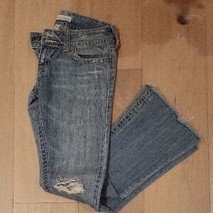 Abercrombie & Fitch Women's Faded Blue Wide-Leg Flare Jeans